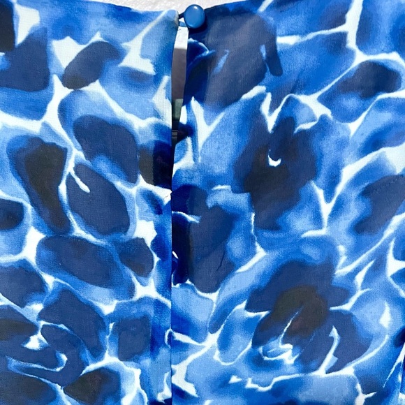 Evan Picone Blue 3/4 Sleeve Relaxed ruffle sleeve Blouse XL - Picture 7 of 8